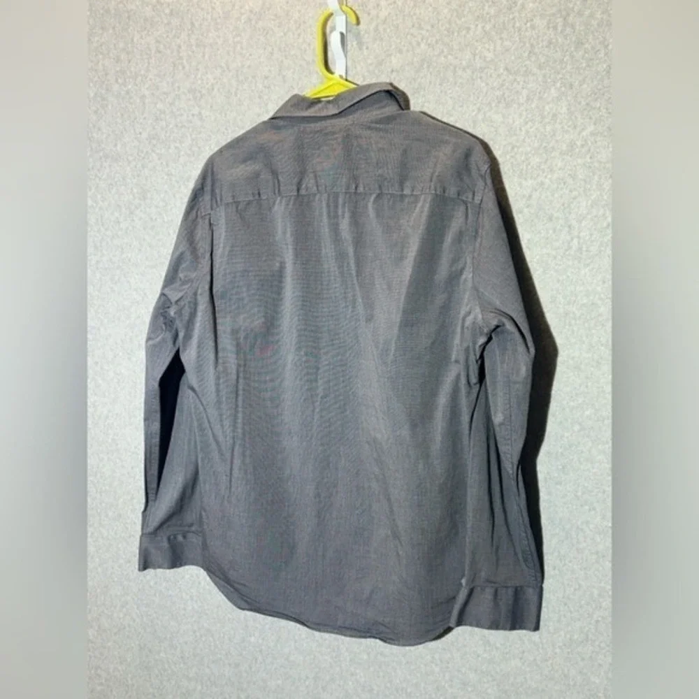 Gray Stretch Slim Fit Long Sleeve‎ Button Down Dress Shirt Medium